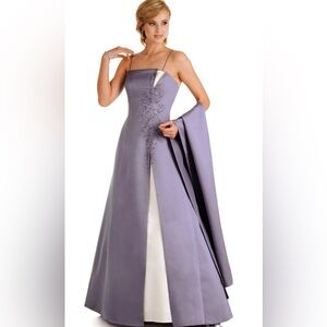 Alexia Designs Lavender & White floor length formal dress Size 4